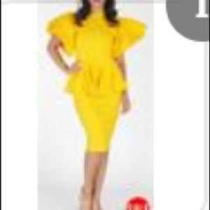 Peplum Waist Cute Yellow dress
